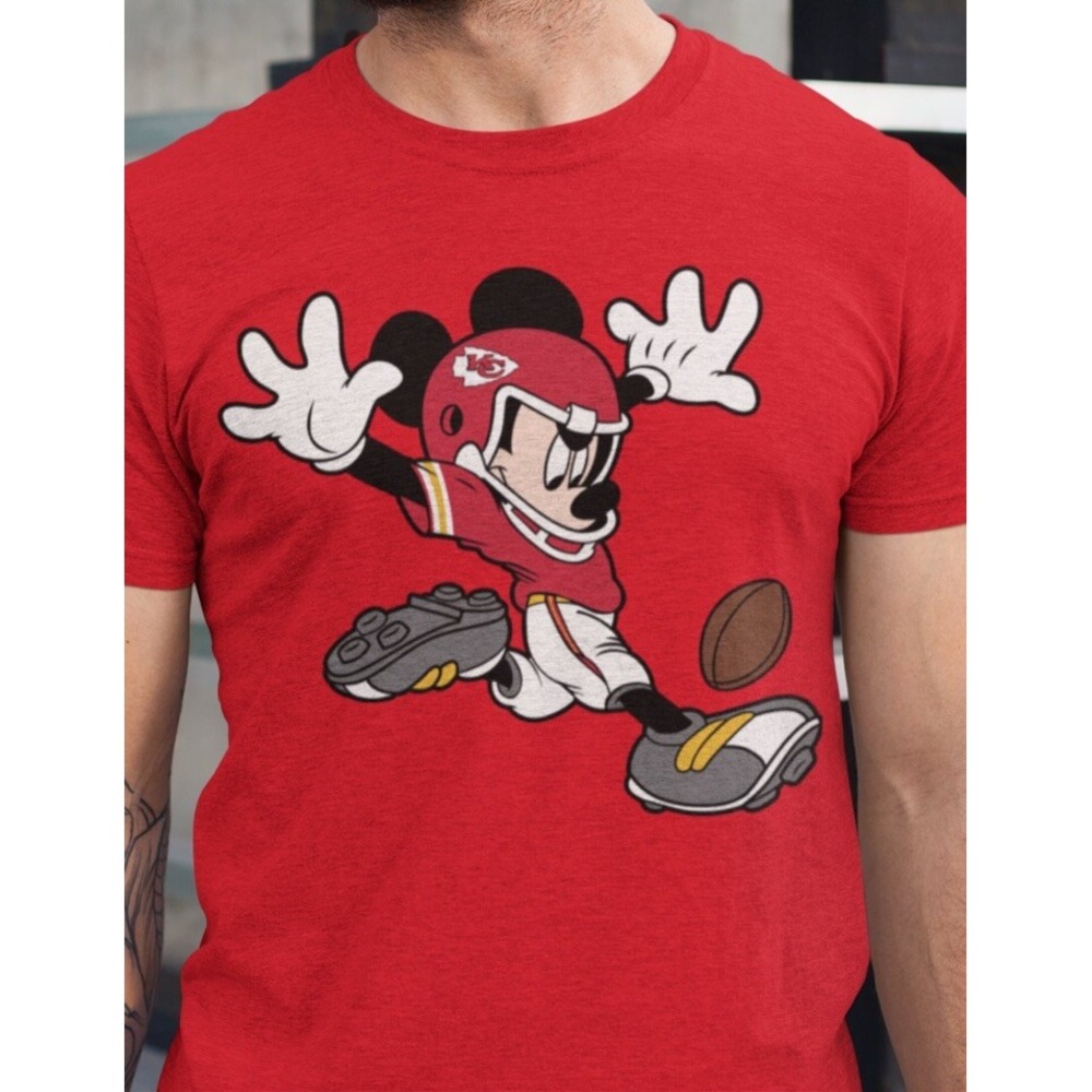 Kansas City Chiefs Mickey Mouse Football T Shirt Champions Small